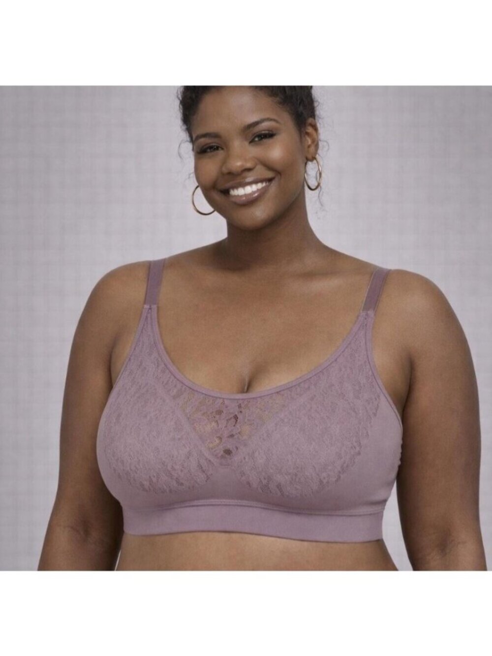 Plus Size Gray / Lavender Bralette With Adjustable Straps Light Support Size 4